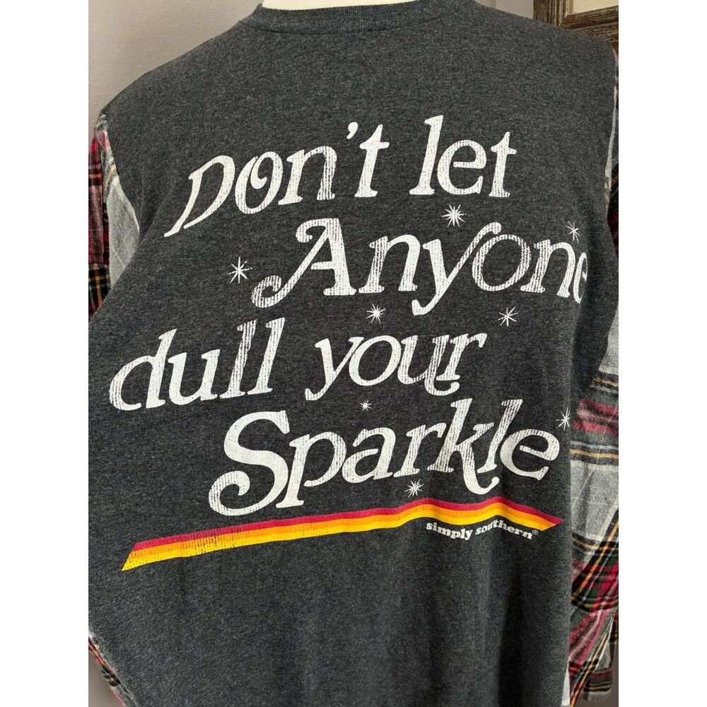Never Let Anyone Dull Your Sparkle Reworked Flannel Tshirt - Picture 5 of 5